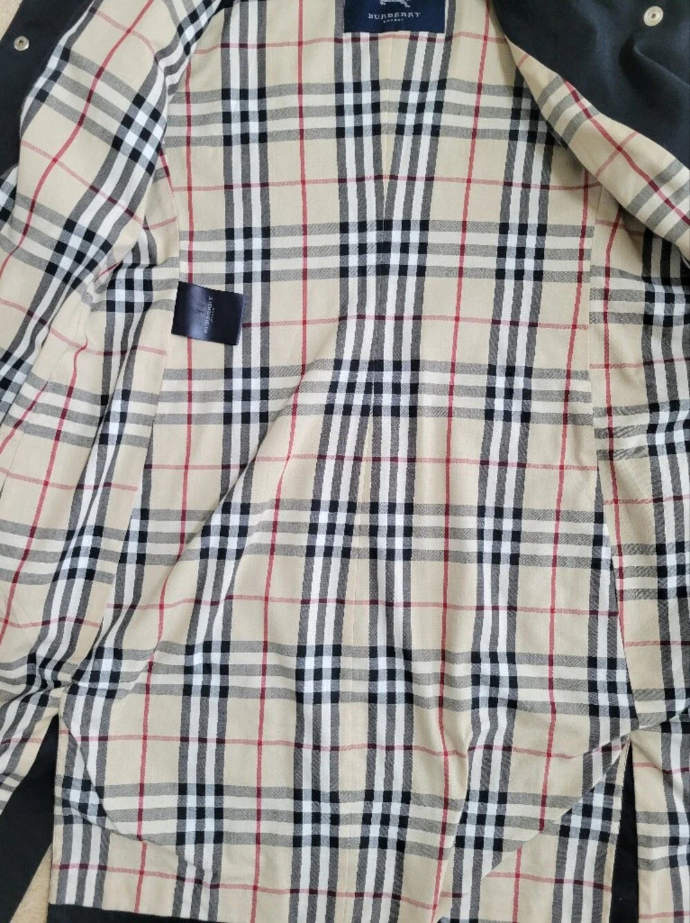 Burberry London Vintage Black Nova Check Snap Front Coat Size 12 - Picture 10 of 16